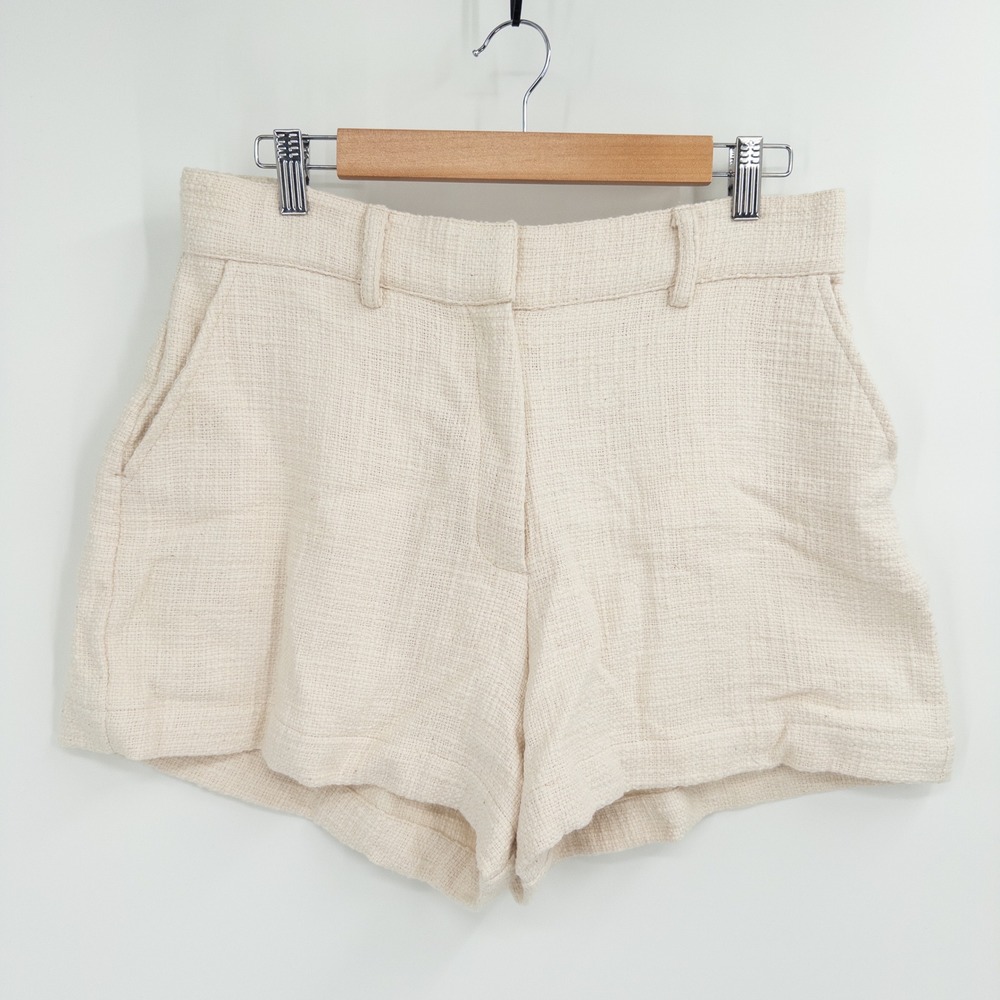 Bahhgoose Shorts Women XL Cream Textured Cotton High Rise Coastal Boho Neutral